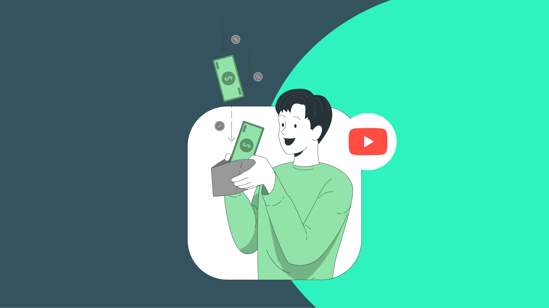 Image of a man receiving ad revenue from his YouTube side hustle